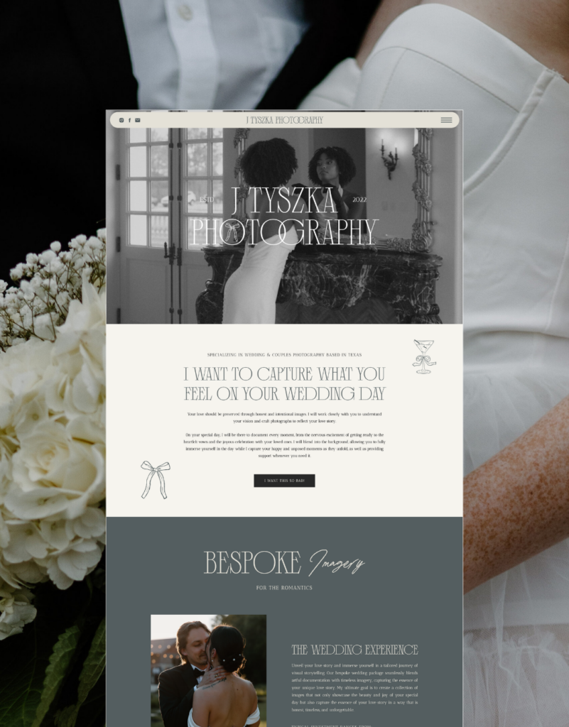 Showit website design for Texas wedding photographer