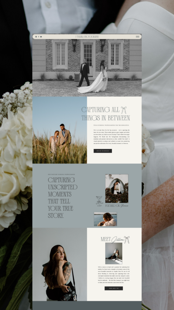 Showit website design for wedding photographer